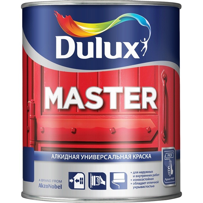 Краска по металлу Dulux Master 90 1л (алкидная, универсальная, глянцевая, база BW)