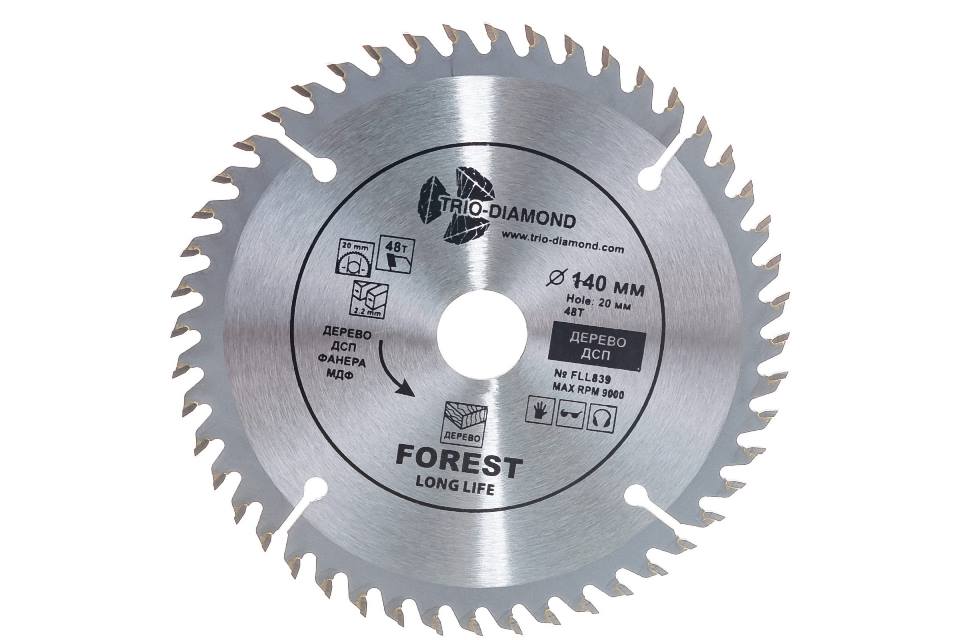 Диск пильный по дереву Trio-Diamond Forest Long Life FLL839 140х20/16 мм 48Т