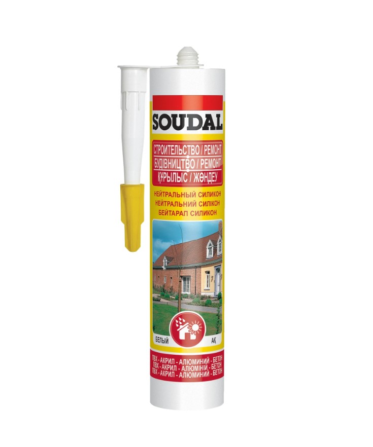 Герметик силиконовый универсальный Soudal 105884 280мл (нейтральный, белый)