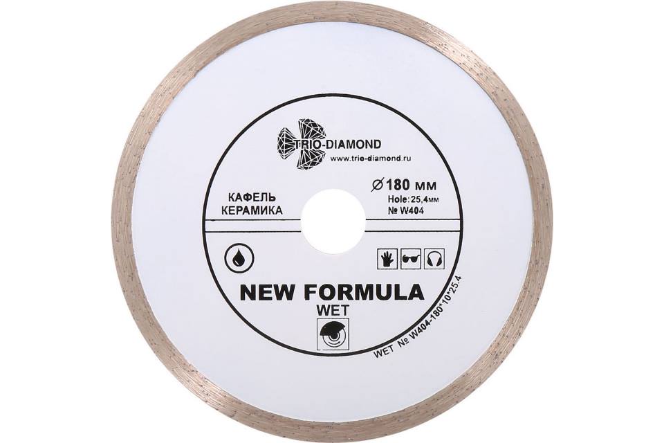 Диск отрезной алмазный Trio-Diamond New Formula Wet W404 180х25,4 мм (сплошной)