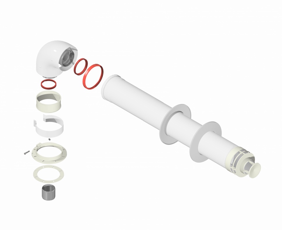 Комплект дымохода коаксиальный Radostill KTS-01-075 60/100 мм 0,75 м (с коленом)