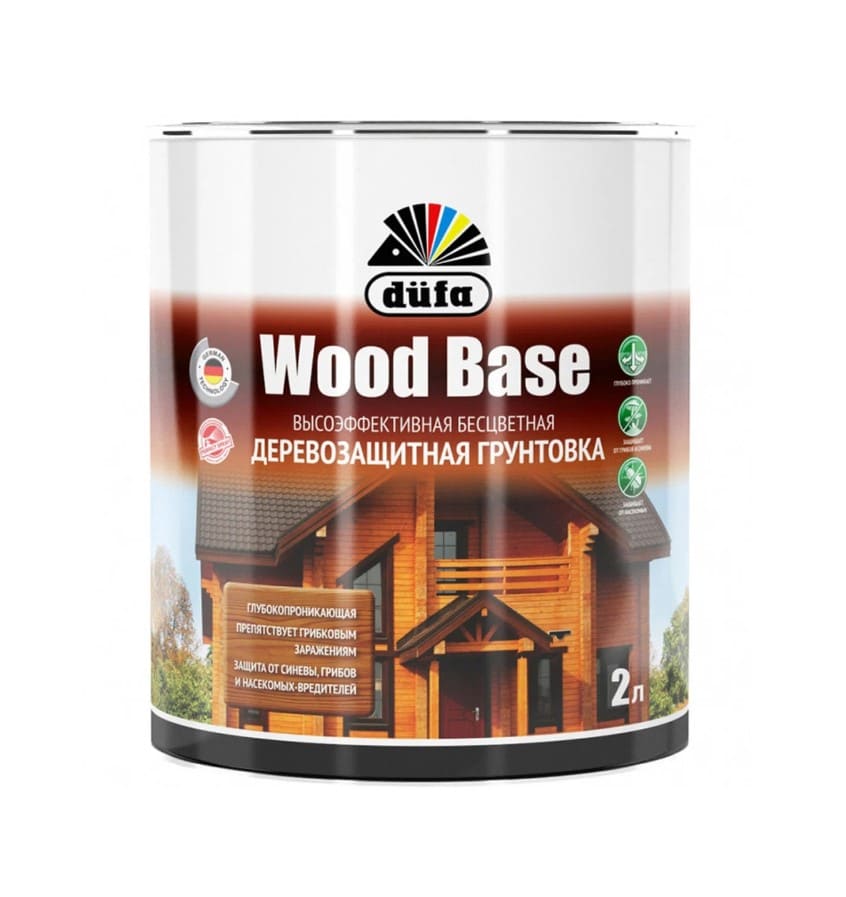 Грунт для защиты древесины Dufa Wood Base МП00-009236 2л (с биоцидом, бесцветная)