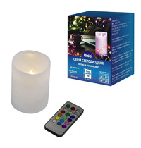Свеча светодиодная Uniel ULD-F052 RGB RC Candle UL-00007258 10х7,5 см (1 светодиод, RGB свет, пульт)