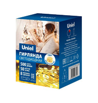 Гирлянда светодиодная Uniel Роса ULD-S5000-500/DTA/RC IP44 Warm White UL-00009942 50 м (с пультом, 500 светодиодов, теплый белый свет, провод прозрачный)