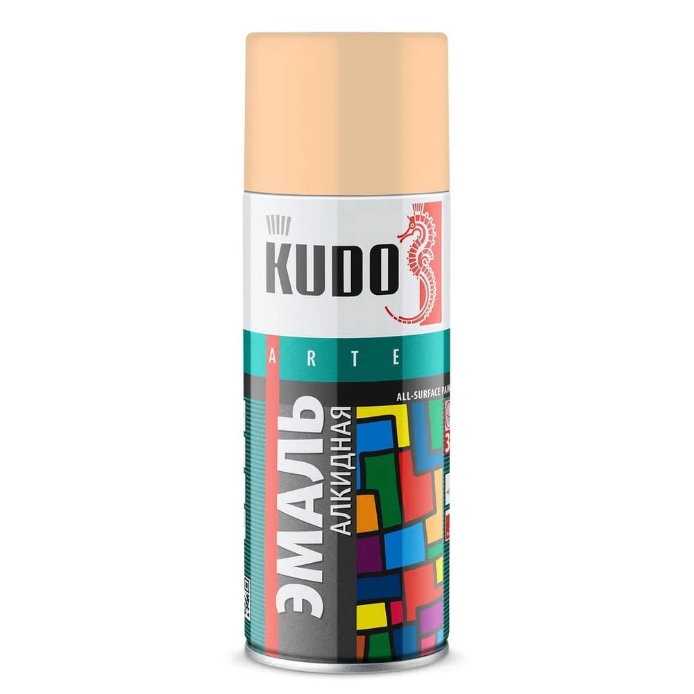 Эмаль аэрозольная универсальная Kudo Technology 3P KU-10095 520мл (быстросохнущая, высокоглянцевая, слоновая кость RAL1015)