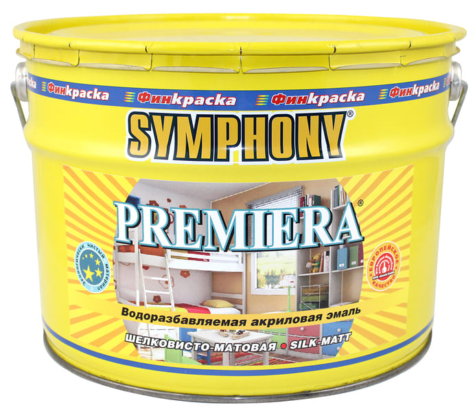 Эмаль универсальная Symphony Premiera 2,7л (база С, влагостойкая, с эффектом пластика, шелковисто-матовая)