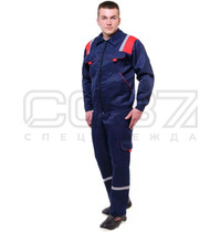 Костюм рабочий Спецодежда 37 Авангард СОЛКОМ00016 (ткань смесовая, куртка, полукомбинезон, размер 48-50, рост 182-187)
