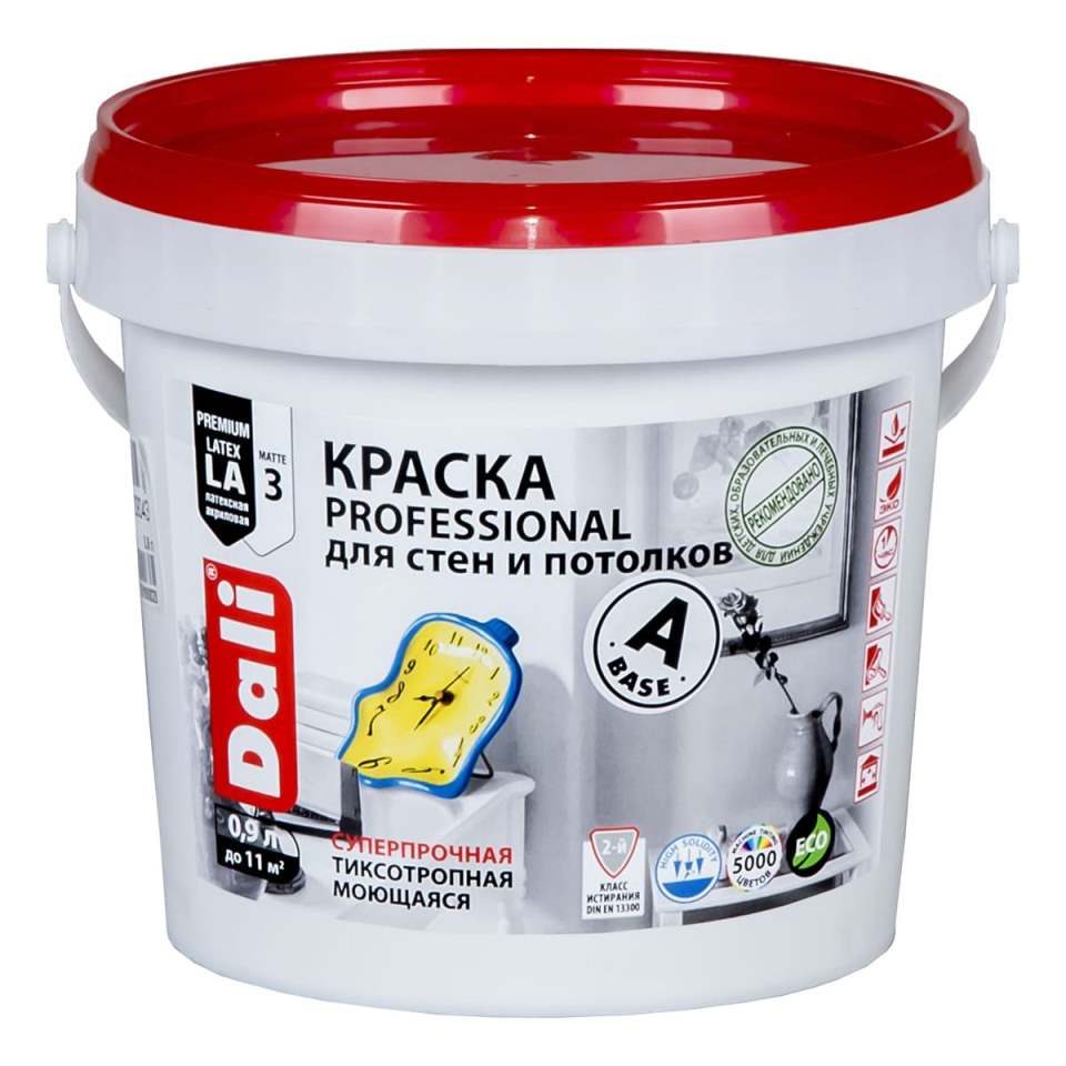 Краска для стен и потолков Dali Professional 3 20144 0,9л (глубокоматовая, база А)