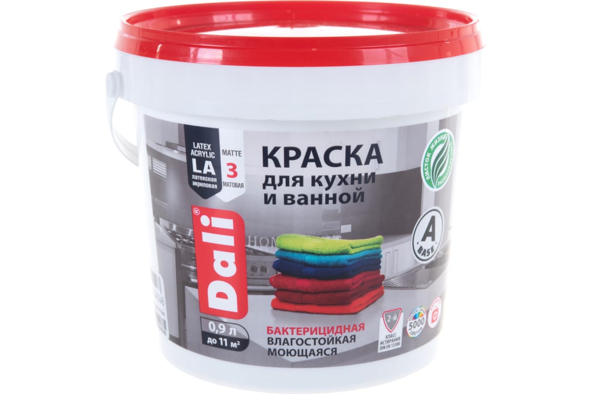 Краска для кухни и ванной Dali 20909 0,9л (глубокоматовая, база А)