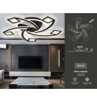 Светильник потолочный Ambrella light FA4478/5 BK 90Вт 3000K+6400K/4200K/6400K+3000K 620х620х75 мм (пульт, черный)