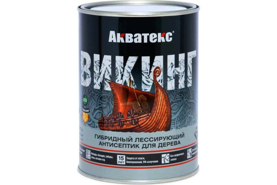 Антисептик для дерева лессирующий Акватекс Викинг 0,75л (калужница)