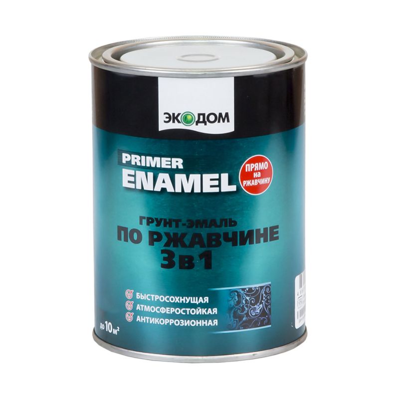 Грунт-эмаль по ржавчине 3в1 Экодом 65064 0,9 кг (серая)