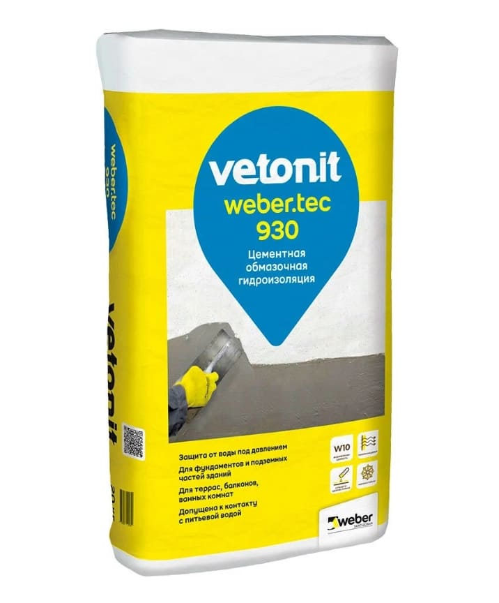 Гидроизоляционная цементная Vetonit Weber Tec 930 28588 20 кг
